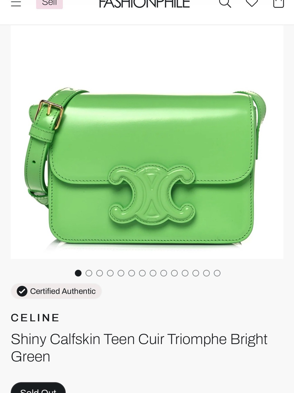 Celine Bright Green Triomphe Crossbody Bag